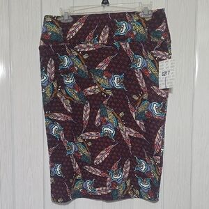 NWT Colorful Owl and Feather Print Lularoe Skirt